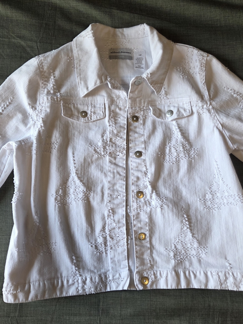 Alfred Dunner White Jean Jacket 12 Petite - Picture 1 of 7